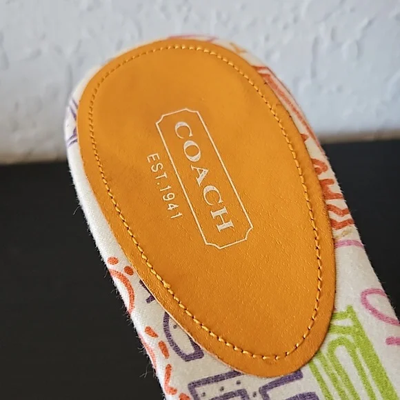 Coach Karen Graffiti Poppy Pop Cork Heels Slide Sandals, size 7.5 B - Picture 3 of 12